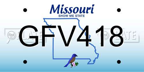 GFV418 Missouri License Plate