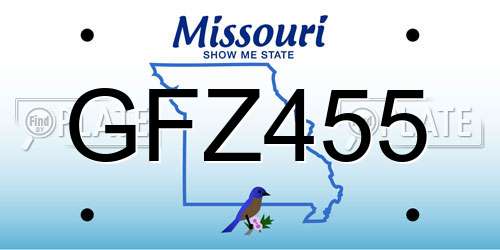 GFZ455 Missouri License Plate