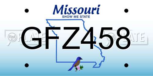 GFZ458 Missouri License Plate