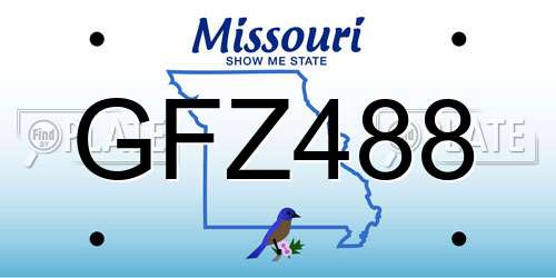 GFZ488 Missouri License Plate