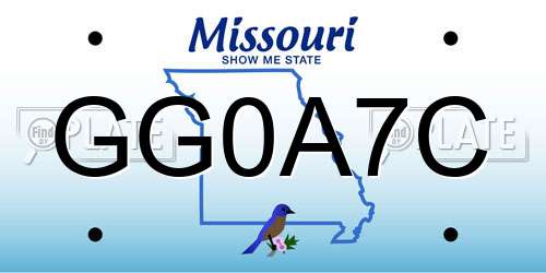 GG0A7C Missouri License Plate