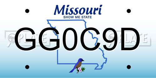 GG0C9D Missouri License Plate