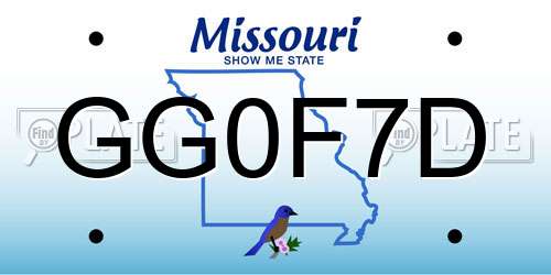 GG0F7D Missouri License Plate