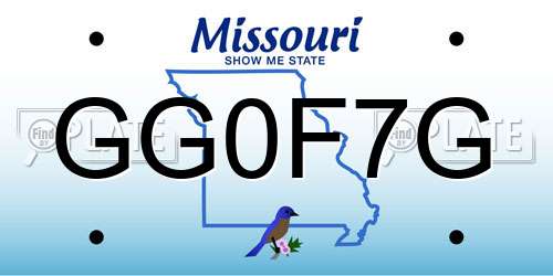 GG0F7G Missouri License Plate