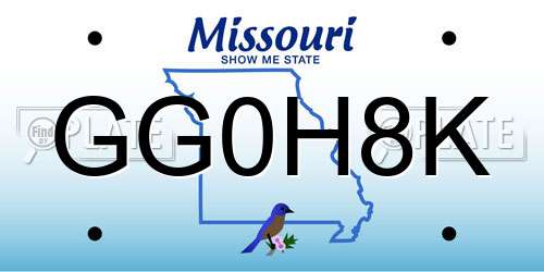 GG0H8K Missouri License Plate