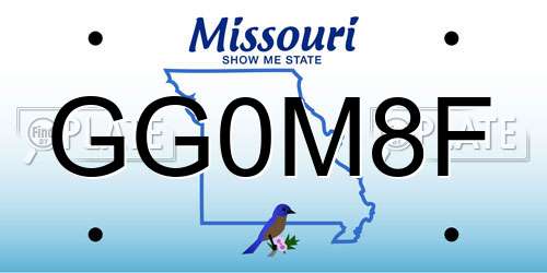 GG0M8F Missouri License Plate