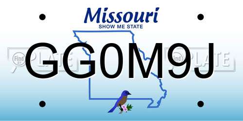 GG0M9J Missouri License Plate