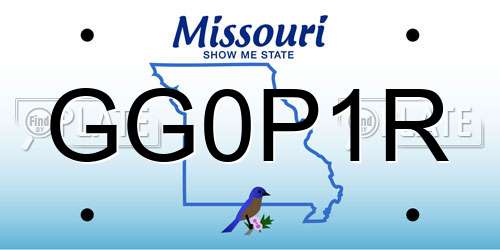 GG0P1R Missouri License Plate