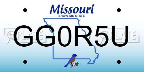 GG0R5U Missouri License Plate