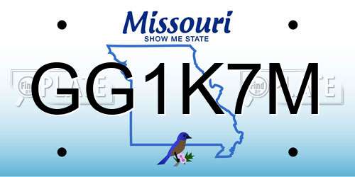 GG1K7M Missouri License Plate