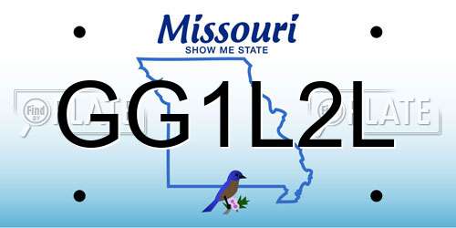 GG1L2L Missouri License Plate