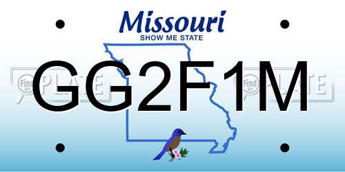 GG2F1M Missouri License Plate
