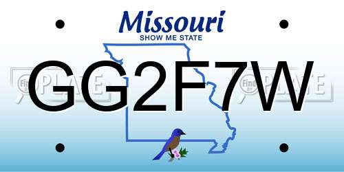 GG2F7W Missouri License Plate