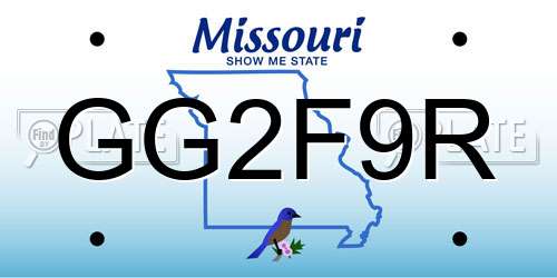GG2F9R Missouri License Plate