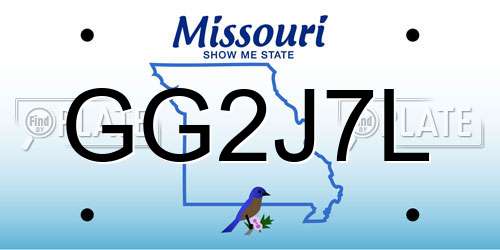 GG2J7L Missouri License Plate