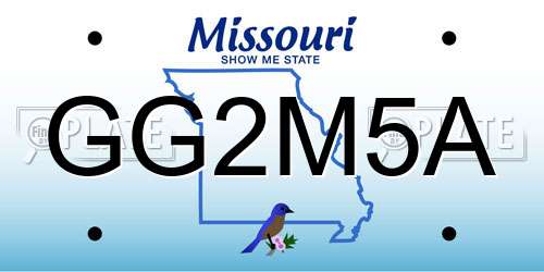 GG2M5A Missouri License Plate