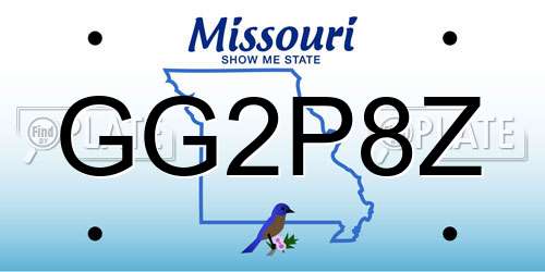 GG2P8Z Missouri License Plate