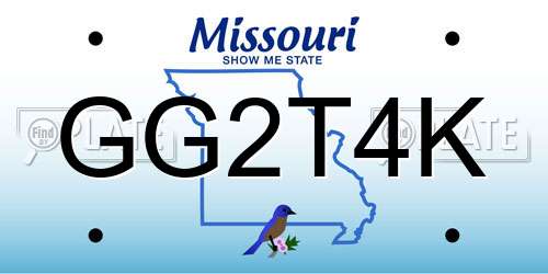 GG2T4K Missouri License Plate