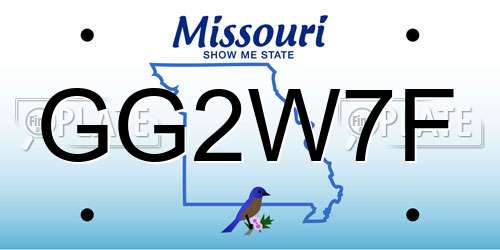 GG2W7F Missouri License Plate