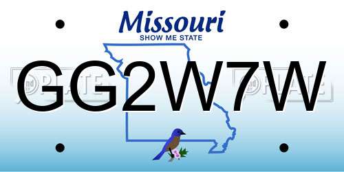 GG2W7W Missouri License Plate