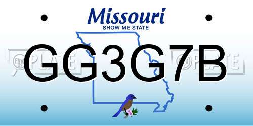 GG3G7B Missouri License Plate