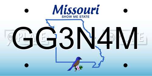 GG3N4M Missouri License Plate