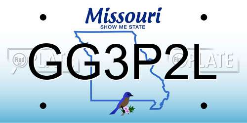 GG3P2L Missouri License Plate