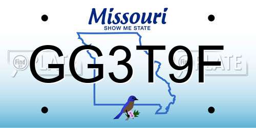 GG3T9F Missouri License Plate