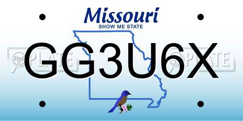 GG3U6X Missouri License Plate