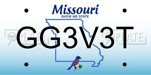 GG3V3T Missouri License Plate