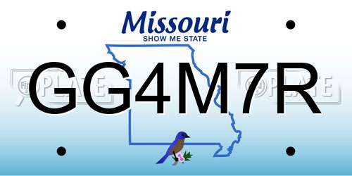 GG4M7R Missouri License Plate