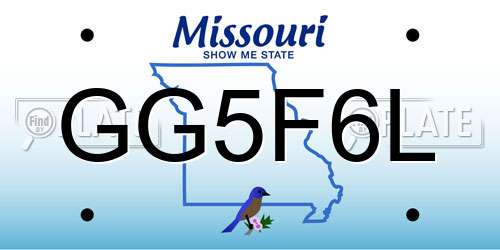 GG5F6L Missouri License Plate
