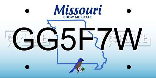 GG5F7W Missouri License Plate