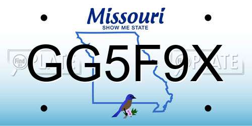 GG5F9X Missouri License Plate