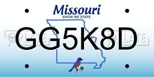 GG5K8D Missouri License Plate