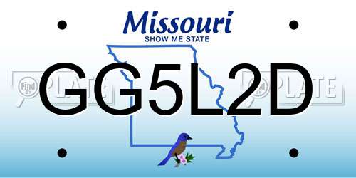 GG5L2D Missouri License Plate