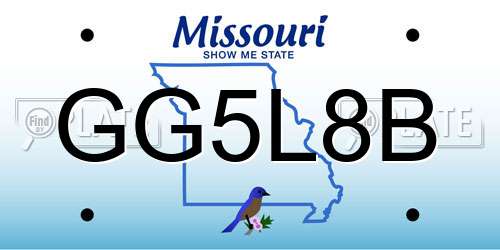 GG5L8B Missouri License Plate