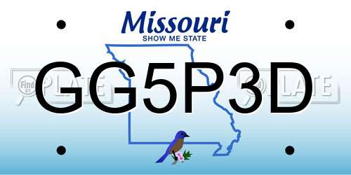 GG5P3D Missouri License Plate