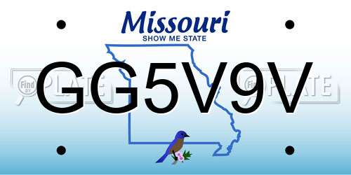 GG5V9V Missouri License Plate