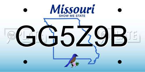 GG5Z9B Missouri License Plate