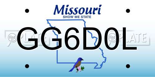 GG6D0L Missouri License Plate
