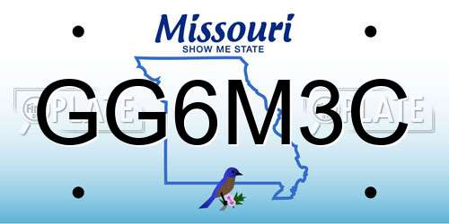 GG6M3C Missouri License Plate