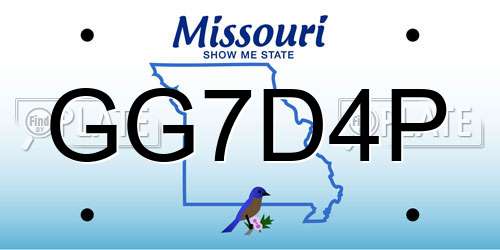 GG7D4P Missouri License Plate