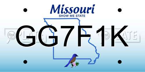 GG7F1K Missouri License Plate