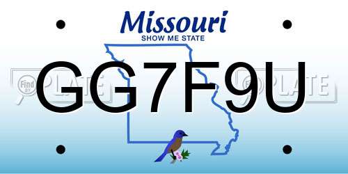 GG7F9U Missouri License Plate
