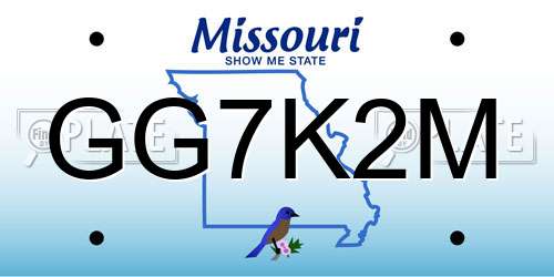 GG7K2M Missouri License Plate