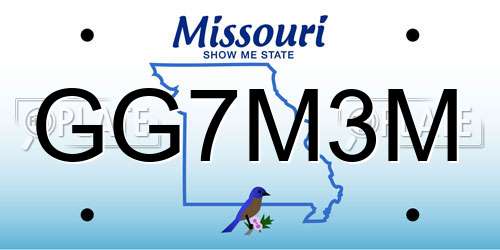 GG7M3M Missouri License Plate