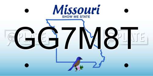 GG7M8T Missouri License Plate