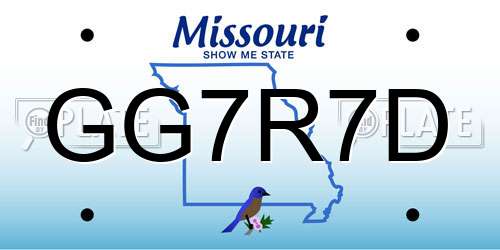 GG7R7D Missouri License Plate