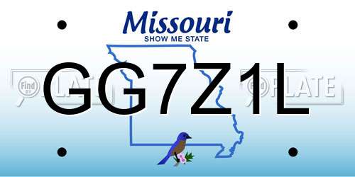 GG7Z1L Missouri License Plate